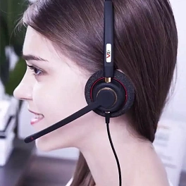 VoiceXpert VXH-550DM, гарнитура для колл-центра с активным шумоподавлением (USB-A, 4 кнопки, 2 динамика, MS)﻿